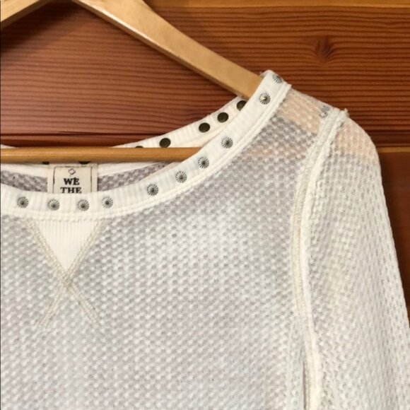 New We The Free star studded wide neck boatneck bateau waffle semisheer tunic - Picture 6 of 14